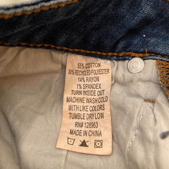 Indigo Rein Blue Denim Tiny High Waist Shorts Button Fly Juniors Size 00 EUC - Picture 4 of 14